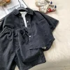 Boys' summer suit, cool and stylish baby short-sleeved shirt, Korean-style shorts, children's thin clothes, 2025 new style two-piece set Specification image